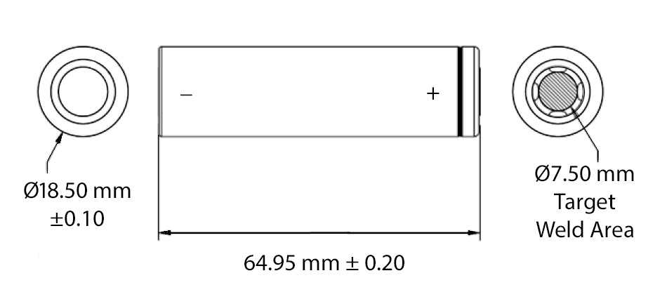 18650 Energy Cell dimensions